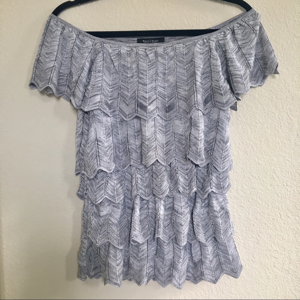 White House Black Market Woven Ruffle Top - S
